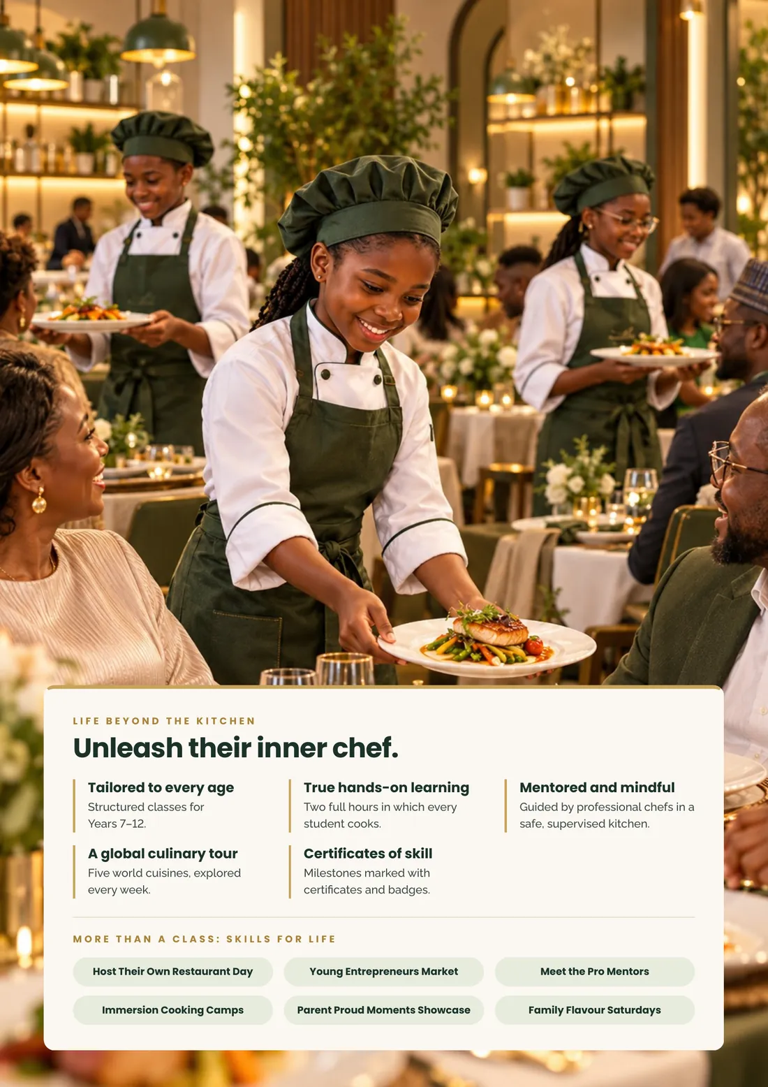 Page 6: Unleash their inner chef. Life beyond the kitchen.
